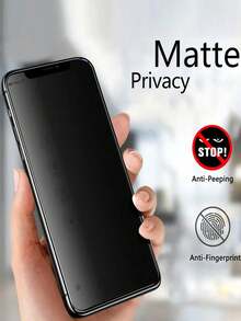 2片裝 霧面防窺螢幕保護貼，相容 16 Pro Max/16 E/16 Plus/17/15 Pro Max/14/13/12/11/XR/X/XS/7/8，9H 陶瓷霧面防窺螢幕保護貼，2.5D 霧面防指紋防窺螢幕保護貼 (6.1 吋)，全螢幕覆蓋陶瓷霧面防窺螢幕保護貼，保護殼友善 - 黑色 - 查看 5