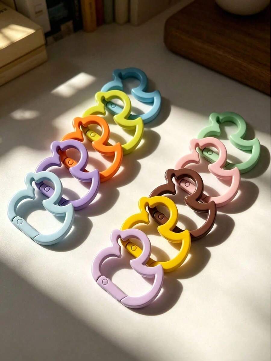 8/15/30pcs Colorful Duck Shaped Keychains, Random Color Distribution, Suitable For Crafts, Key Rings And Keychain Decoration, Can Be Used For DIY Keychains