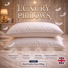 H&R Duck Feather & Down Microfiber Bed Pillows, Hotel Quality Ultra Soft Fluffy Hypoallergenic Breathable Machine Washable, High Loft Support, Pack Of 1/2/4 - White - View 5