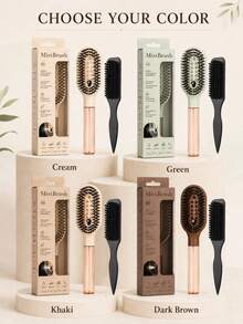 Spray Hair Brush Set With Detail Styling Tools, Curved Paddle Hair Comb With Press Spray Button, Flexible Bristles And Rounded Tip Design, Suitable For Curly, Wavy, Thick, Wet Or Dry Hair, For Women's Daily Styling And Travel Use - Multicolor - View 3
