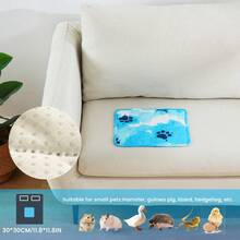1pc Dog Paw Print Ice Silk Cooling Mat, Suitable For Humans And Pets, Breathable Cooling Blanket For Summer, Applicable To Bed, Sofa And Floor, Washable And Reusable Sleeping Pad - Blue - View 14