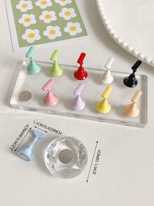 3D Resin Acrylic Rectangular Right-Angle Ripple Base Nail Art Display Stand With Aurora White, Purple, Pink, Champagne, Alloy Gold And White K Finger Holder Practice Tray Set, Korean-Japanese Style Floral Laser DIY For Home, Outdoor, Women, Mom, Sister, Wife, Girlfriend, Wedding, Nail Salon, Beauty Parlor, Valentine's Day - Multicolor - View 26
