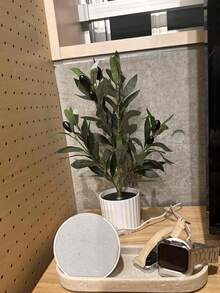 1件人造橄欖樹迷你盆栽植物，仿真橄欖植物裝飾含枝條，適合居家、餐廳、辦公桌與窗台裝飾，節日生日派對場景布置與攝影道具（附塑膠盆） - 彩色 - 查看 10