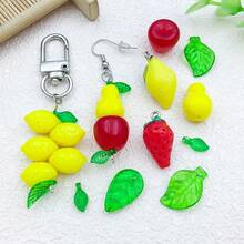 50 hạt acrylic hình lá trái cây nhiều màu làm trang sức DIY, charm cho hoa tai, vòng tay và dây chuyền - Nhiều màu - Xem 6
