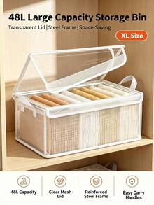 Transparent Stackable Storage Bins With Lids, Dust-Proof, Moisture-Proof, Waterproof Baskets, Multi-Functional Storage Boxes And Baskets Suitable For Home, Picnic, Dorm, Kitchen, Bedroom, Closet And Various Occasions. - Clear - View 8