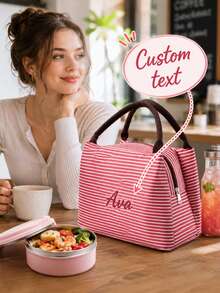 Personalized Insulated Lunch Bag With Name, Custom Lunch Tote, Reusable Cooler Bag, Portable Meal Prep Bag, Travel Picnic Lunch Organizer Gift - Multicolor - View 2