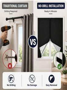 Portable Self-Adhesive Blackout Curtains, No Drilling Required For Installation. Featuring A Zipper Design For Complete Blackout Effect. Suitable For Rental Homes, Apartments And Bedrooms, Helping You Enjoy A Good Night's Sleep. - 1 Piece - View 7