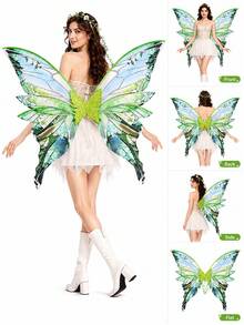 Sparkling Forest Fairy Wings With Elastic Straps, Lightweight Watercolor Butterfly Wings For Women Cosplay, Halloween & Festivals - View 1