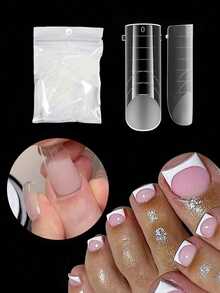 60pcs/Bag Original Sandwich-Style Double-Layer Toe Nail Molds, Curved Square Short Toe Nail Molds, No Paper Mold Needed, 15 Sizes, Nail Salon Nail Art Tools - Multicolor - View 9