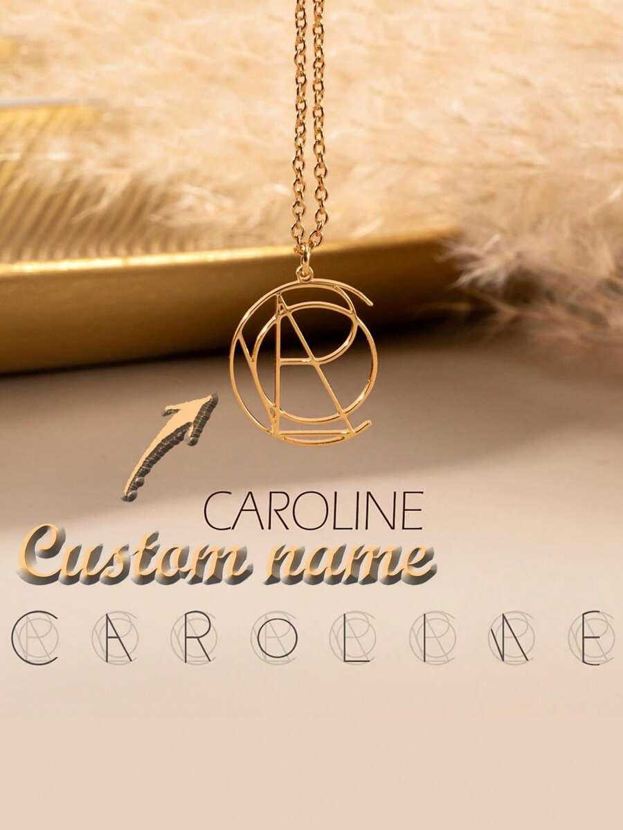 Custom Name Necklace - Stainless Steel Personalized Women's Jewelry, Elegant Geometric Design, Mother's Day Valentine's Day Gift, Suitable For Daily Wear - Multicolor - View 1