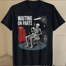 Waiting On Parts Funny Mechanic Humor Repair Car Technician Value Graphic T-Shirt - Black - View 1
