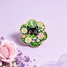 Cute Black Cat Floral Lapel Enamel Pins And Brooches Badge Pins For Backpacks Bags Backpack Cool Decoration Friend For Gifts - Multicolor - View 7