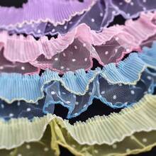 1# Double Layer Pleated Polka Dot Lace Mesh 5.5cm Women's Fabric Art Lace Ribbon Silk DIY Gift Wrapping Material - Multicolor - View 1