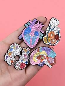Cute Floral Anatomical Brooch Heart Lungs Brain Enamel Pin Science Badge For Bag Jacket Accessories Gift - Multicolor - View 3