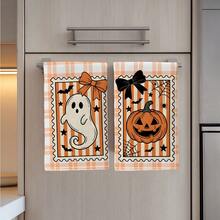 2PCS Kitchen Towels Orange & White Plaid Stamp Little Ghost Pumpkin Design Print 40*60cm Autumn Theme Rectangular Microfiber Kitchen Towels, Dish Cloths, Tablecloths, Hand Towels, Kitchen Decor, Home Decor, Housewarming Gift For Neighbors, Perfect For Kitchen & Bathroom Use, Suitable For Housewives And Family Gatherings, High Cost-Performance, Household Essential - Orange - View 7