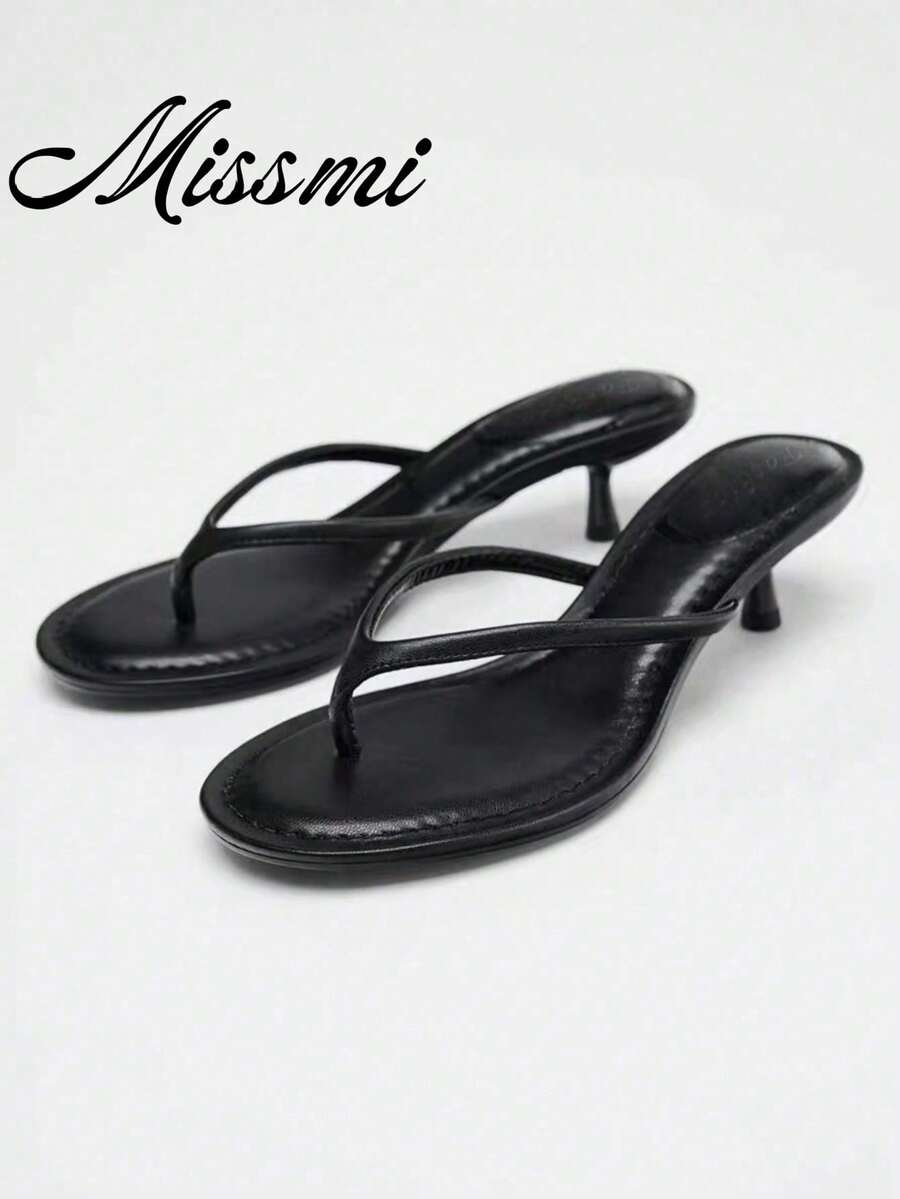 New Summer Women Shoes Brown Suede Mid Heel Sandals,Kitten Heels,Flip Flops