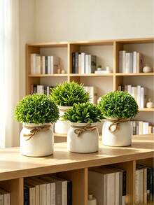 Artificial Potted Plants, Mini Artificial Greenery Planter, Artificial Turf Potted Plants Home Decor Accessories, Small Artificial Plants Home Decor, Wedding Decoration Artificial Flowers, Fake Flowers, Suitable For Gifts, Back To School Season Essentials - Multicolor - View 3