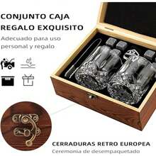 Juego de Vasos para Whisky Regalo para Padre - 2 Vasos Vidrio Templado + 8 Piedras de Granito Natural con Almohadillas Absorbentes​ - Ver 6