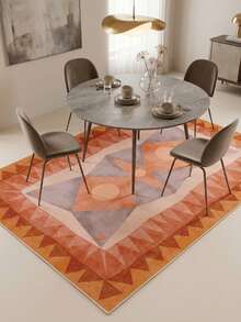 1pc Nordic Modern Minimalist Abstract Rhombus Geometric Creative Soft Faux Cashmere Area Rug, Bathroom, Kitchen, Entryway, Hallway, Bedside, Living Room, Bedroom, All Season Machine Washable Floor Mat, Home Decor - Multicolor - View 5