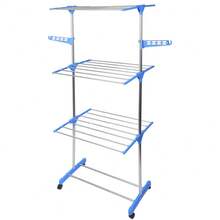 Multifunctional Foldable Floor Clothes Drying Rack - Blau - Übersicht 6