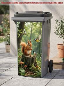 1pc Cartoon Squirrel Stickers, 37*82cm Self-Adhesive, Suitable For Plastic Surfaces, Removable, Home Decor, Applicable To Trash Cans, Walls, Bathrooms, Refrigerators, Smooth Surface, Fun Themed Decor, Cover Wall Imperfections - Squirrel - View 9