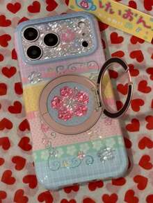 Rhinestone Vine Hibiscus Flower 360° Rotating Pivot Case Compatible With Apple 17 Pro Max Phone Case 16 New 15 Pro New 14 PM Protective Shell 18 Niche 18 Pro Max - Multicolor - View 1