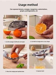 1pc Luxury High-End Gemstone Carved Alloy Juicer, Manual Convenient Labor-Saving Ergonomic Fresh Fruit Juice Presser - Silver - View 5
