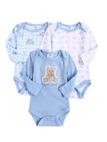 DILAVEL 3PCS Baby Girls' Clothing Spring/Summer New Girl's Bodysuit Suitable For Babies Aged 0-9 Months Embroidered Pattern Outdoor Dressing - Multicolor - View 1
