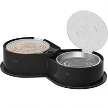 Detachable Double Pet Bowl Feeder Set With 304 Stainless Steel Bowls, Transparent Dustproof Lids, Non-Slip Base, Easy Plug-In Assembly, Multi-Color For Travel & Home - 800ml - View 12