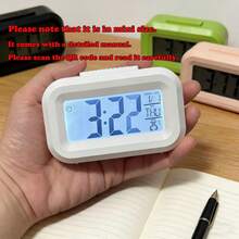 Reloj despertador digital mini multifuncional con pantalla LED - Portátil, alimentado por batería, calendario, termómetro y temporizador, adecuado para oficina, mesita de noche o escritorio, reloj despertador de dormitorio, tamaño pequeño, baterías no incluidas - Multicolor - Ver 4
