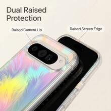 Feather Gradient Transparent Protective Case Compatible With Google Pixel 11Pro XL 11/11Pro/10/9 Pro XL/10/9 Pro/9A/10A Colorful Shockproof Phone Case - K7 - View 9