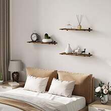 3 Stk.Wandregal 3-teiliges Set, schwebendes, Floating Shelf Tragfähigkeit 15 kg/ebene Wandregal, an Wand, Wohnzimmer, Küche, Badezimmer Floating Shelf - Weiß 1St - Übersicht 2