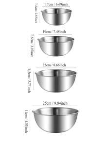 4Pcs/3pcs/1pc Stainless Steel Cooking Mixing Bowl With Scale, Japanese Style Thickened Mixing And Kneading Bowl For Home Use, Egg Beating, Salad, Baking - Silver - View 11