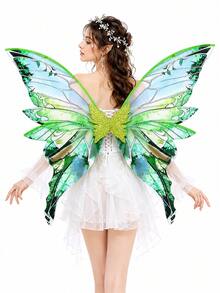 Sparkling Forest Fairy Wings With Elastic Straps, Lightweight Watercolor Butterfly Wings For Women Cosplay, Halloween & Festivals - View 13