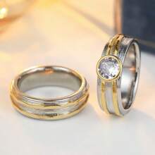 DIYCCPC Bohemian Style Vintage Zirconia Wide Ring Set (2pcs), Unisex Dual-Color Rings, Suitable For Daily Wear, Parties, Festivals - Multicolor - View 7