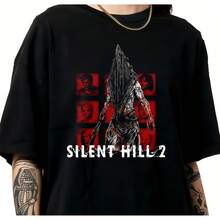 Silent Hill 2 Pyramid Head Character Collage T-Shirt Classic Horror Game Retro Bootleg Fan Tee. - 黑色 - 查看 1