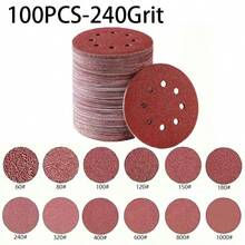 10/50/100片 125mm 砂輪盤 60/80/100/120/150/180/240/320/400/600/800/1000目 適用5英吋8孔圓盤 - 紅色 - 查看 57