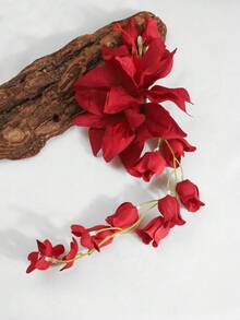 1件夏季百搭透明復古時尚森系長款花卉流蘇髮飾 - 酒紅色 - 查看 5