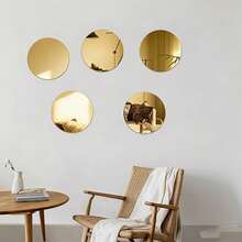 6/12pcs Golden Acrylic Round Mirrors For Centerpieces,Gold Glass Mirrors Candle Plate,Circle Mirror Trays,Circle Mirrors Candle Plates For Wall Wedding Party Table Centerpieces Wall Decor - Multicolor - View 7