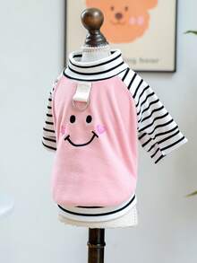 PETCIRCLE 1件寵物衣服 小狗幼犬適用 可愛防風保暖 簡約百搭 柔軟親膚 表情娃娃圓領上衣 粉色 - 彩色 - 查看 8