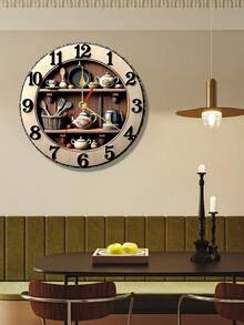 2D Flat 10/12 Inch Kitchen Decor Pattern Silent Battery Operated Non-Ticking Wall Clock, Suitable For Kitchen, Bathroom, Living Room (Batteries Not Included) - Multicolor - View 6