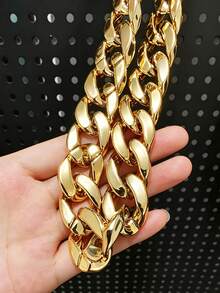 2pcs Hip Hop Punk Gold Necklace Exaggerated Large Chain Set, Vintage Punk Style, Suitable For Party, Halloween, COS - Yellow Gold - View 5
