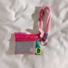 1PC Mesh Hollow Coin Purse Phone Charm Nylon Woven Crossbody Lanyard Suitable For Phone Case Dopamine Colorful Versatile Women's Storage Bluetooth Earphone Universal Key Portable Hanging Chain - Multicolor - View 7
