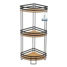 Reina Bamboo Three Tier Bath Tower, Black And Bamboo 13.25x27.50in - Default - View 6