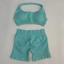 Women Two-Piece Outfits - Deep Sea Shorts and Bra Set - View 7
