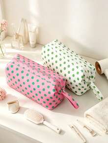 Polka Dot Hair Dryer Storage Bag With Hand Strap Waterproof Multi-Space Travel Hair Styling Tools Organizer Pouch Zipper Cosmetic Bag Vacation - Multicolor - View 5