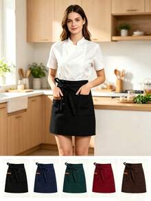 1PC Solid-Colored Cross-Fronted Sleeveless Apron, A Simple And Stylish New Design For Home Kitchens. Waterproof And Oil-Resistant, Perfect For Cooking And Dining Purposes. - Multicolor - View 13