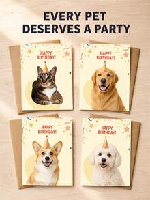 1pc Custom Pet Birthday Cards, Personalized Cat And Dog Photo Greeting Cards, Pet Owner Birthday Gifts, Pet Birthday Blessing Cards, Custom Animal Image Sticky Notes. - Multicolor - View 3