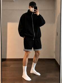 20 Pares de Meias Grossas Masculinas Preto & Branco para Inverno, Moda, Casual, Confortável, Adequado para Esportes ao Ar Livre, Corrida, Fitness, Meias de Compressão para Joelho, Casual de Negócios Férias, Meias Cano Alto Preto & Branco, Natal, Ação de Graças, Presentes de Ano Novo, Opção 1/5/10/20 Pares - Multicolorido - Visão 2