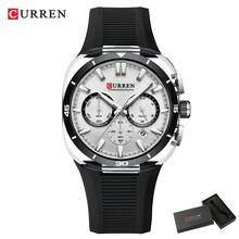 CURREN Men's Watch Luxury Sports Quartz Chronograph Waterproof Silicone Strap Luminous Automatic Date Wristwatch - Multicolor - View 13